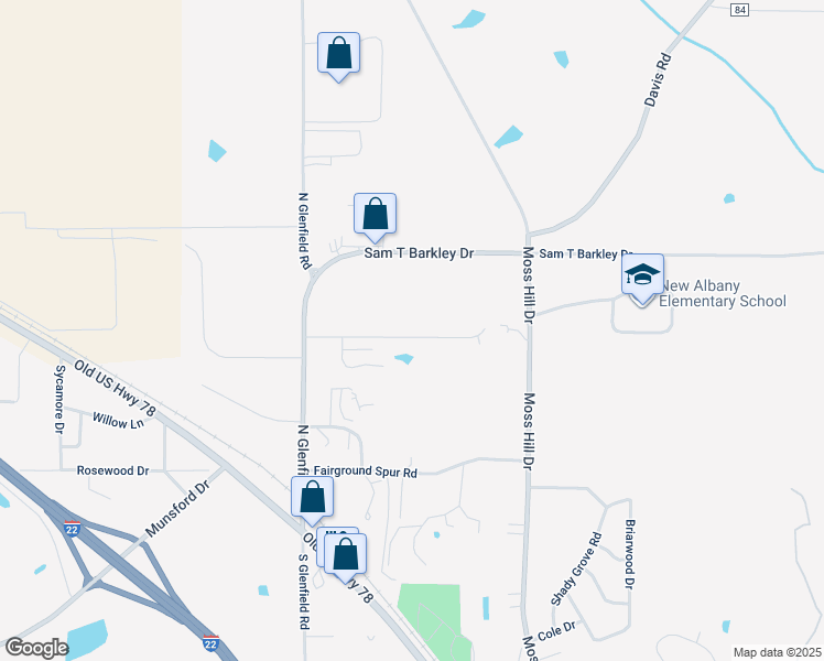 map of restaurants, bars, coffee shops, grocery stores, and more near 901 Reed Street in New Albany