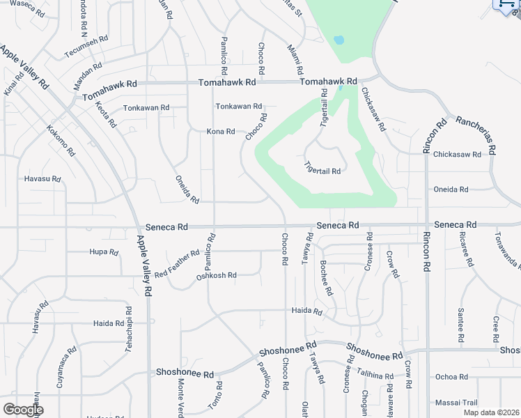 map of restaurants, bars, coffee shops, grocery stores, and more near 19629 Oneida Road in Apple Valley