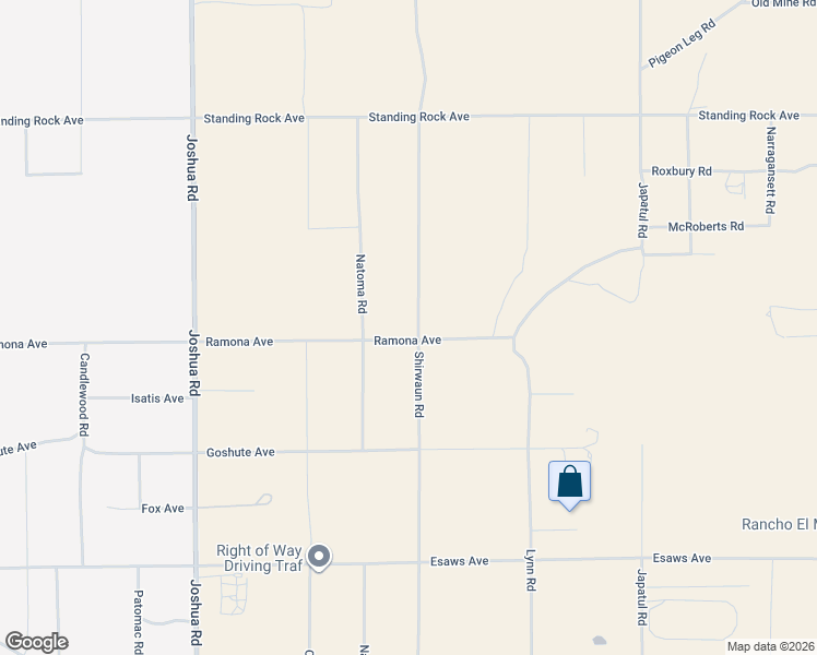 map of restaurants, bars, coffee shops, grocery stores, and more near Ramona Road in Apple Valley