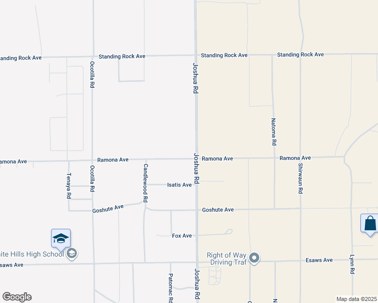 map of restaurants, bars, coffee shops, grocery stores, and more near 23280 Ramona Avenue in Apple Valley
