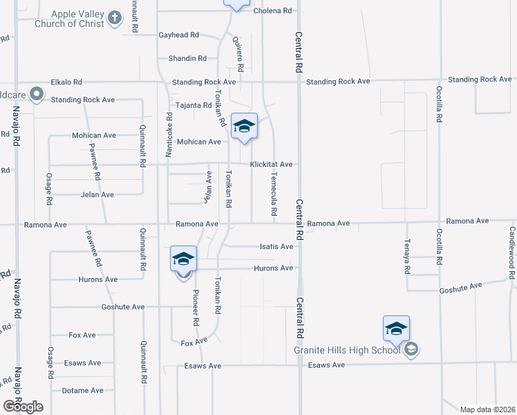 map of restaurants, bars, coffee shops, grocery stores, and more near 14575 Quivero Road in Apple Valley