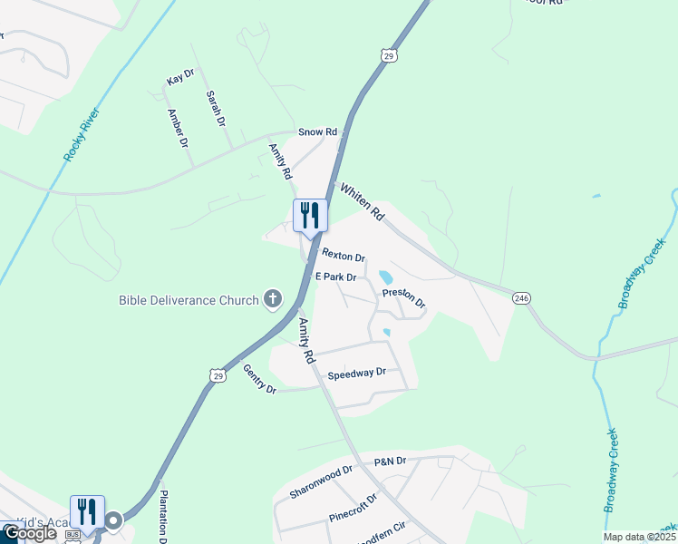 map of restaurants, bars, coffee shops, grocery stores, and more near 102 Rexton Drive in Anderson