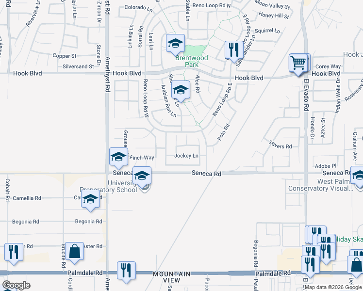 map of restaurants, bars, coffee shops, grocery stores, and more near 14031 Horseshoe Way in Victorville