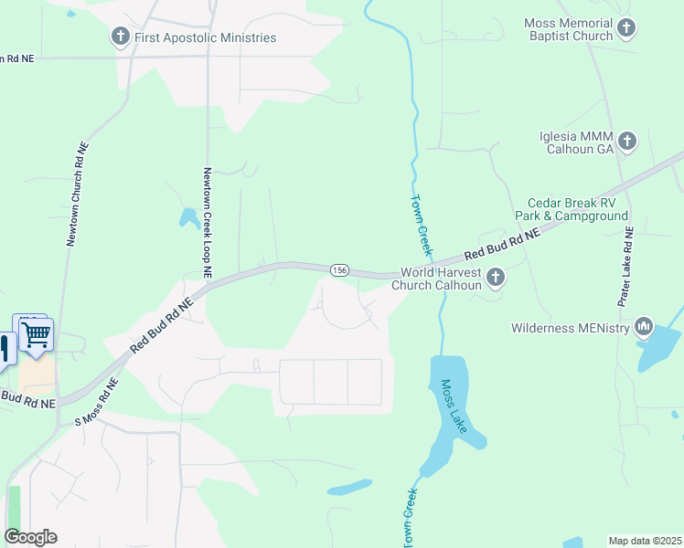 map of restaurants, bars, coffee shops, grocery stores, and more near 173 Timber Ridge Lane Northeast in Calhoun