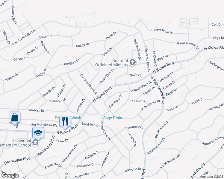 map of restaurants, bars, coffee shops, grocery stores, and more near 3285 Date Palm Drive in Lake Havasu City