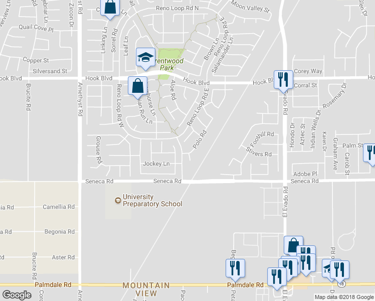map of restaurants, bars, coffee shops, grocery stores, and more near 14606 Polo Road in Victorville