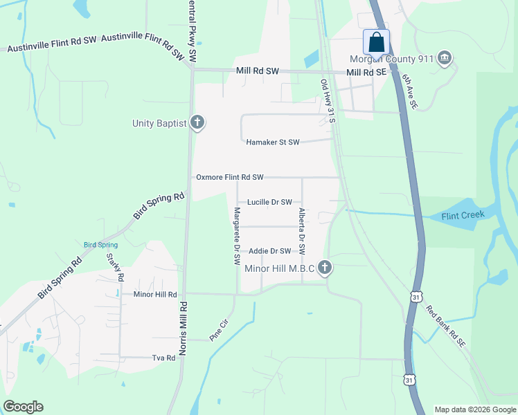 map of restaurants, bars, coffee shops, grocery stores, and more near 117 Lucille Drive Southwest in Decatur