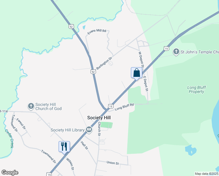 map of restaurants, bars, coffee shops, grocery stores, and more near 232 Keith Drive in Society Hill