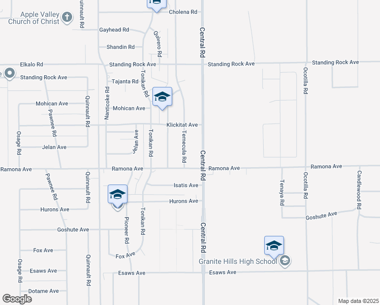 map of restaurants, bars, coffee shops, grocery stores, and more near 14559 Temecula Road in Apple Valley