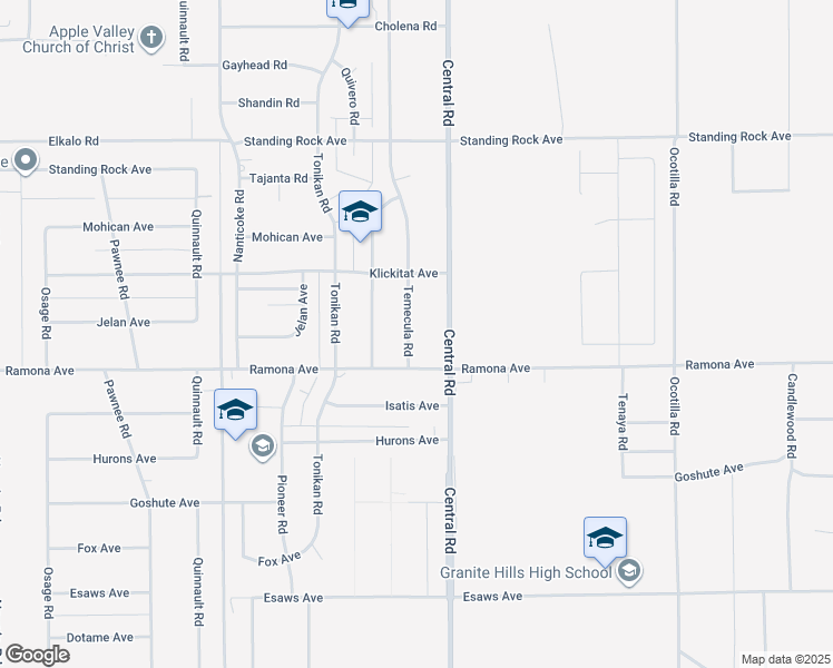 map of restaurants, bars, coffee shops, grocery stores, and more near 14559 Temecula Road in Apple Valley