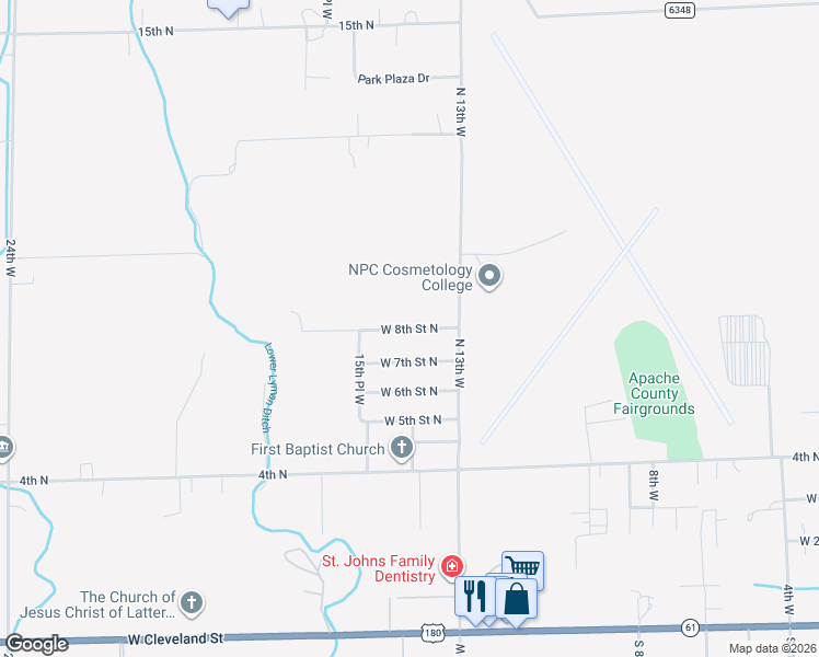 map of restaurants, bars, coffee shops, grocery stores, and more near 1459-1539 West 8th Street North in Saint Johns