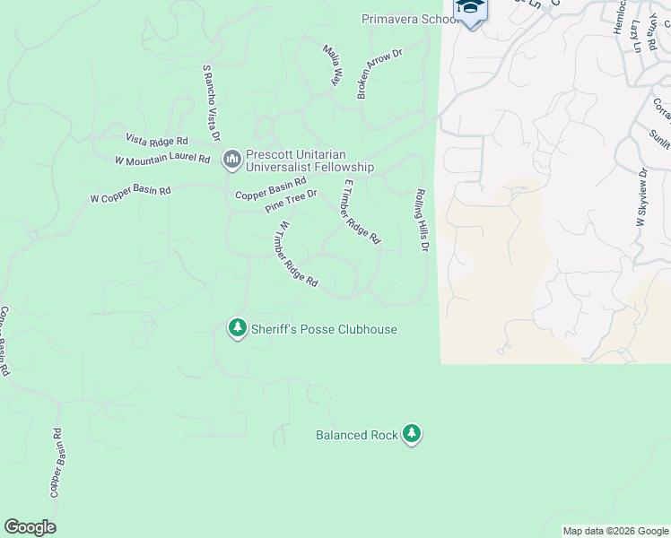 map of restaurants, bars, coffee shops, grocery stores, and more near 1887 Timber Point West in Prescott
