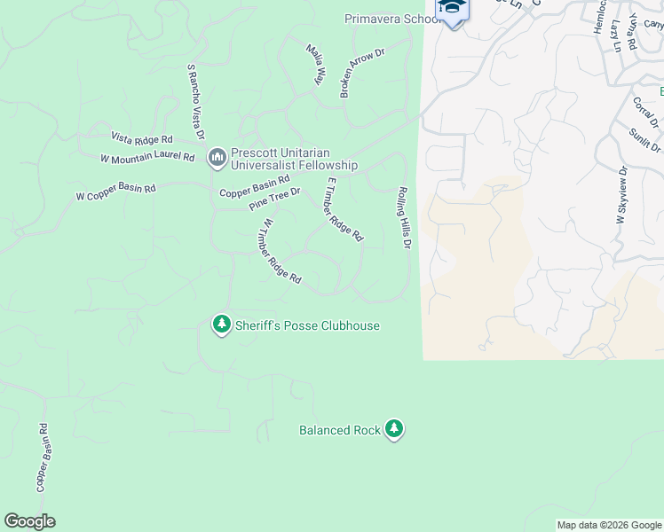 map of restaurants, bars, coffee shops, grocery stores, and more near 1887 Timber Point West in Prescott
