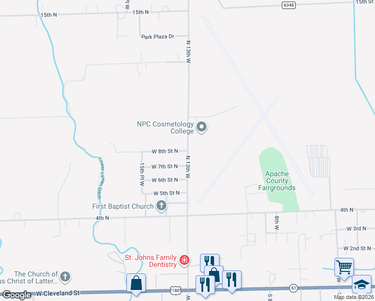map of restaurants, bars, coffee shops, grocery stores, and more near 1459 West 8th Street North in Saint Johns