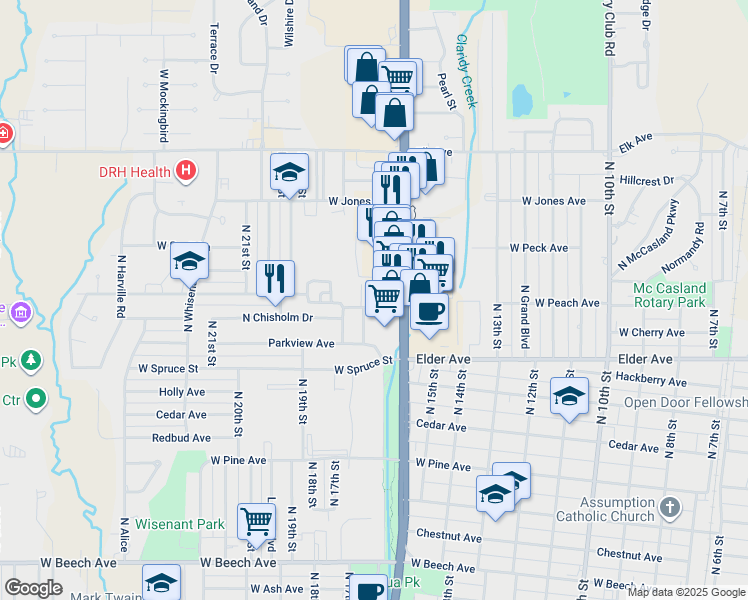 map of restaurants, bars, coffee shops, grocery stores, and more near 1707-1763 Chisholm Drive in Duncan