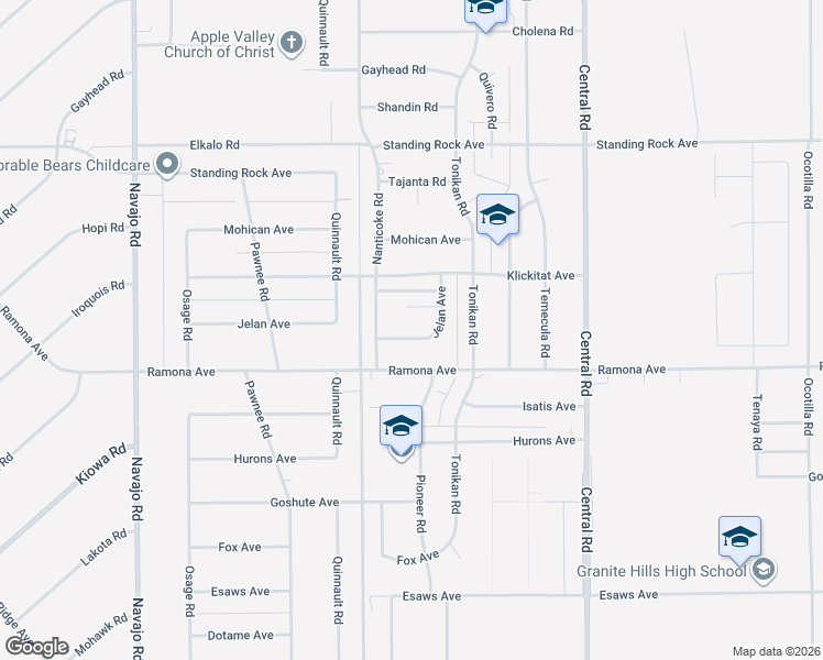 map of restaurants, bars, coffee shops, grocery stores, and more near 14544 Jelan Avenue in Apple Valley