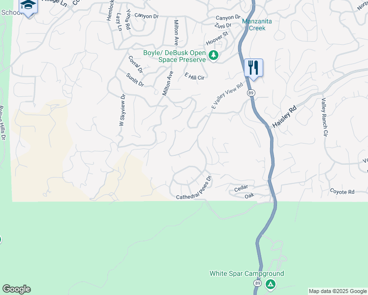 map of restaurants, bars, coffee shops, grocery stores, and more near 1408 East Valley View Road in Prescott
