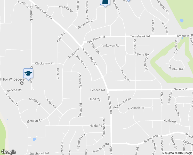 map of restaurants, bars, coffee shops, grocery stores, and more near 14580 Keota Road in Apple Valley