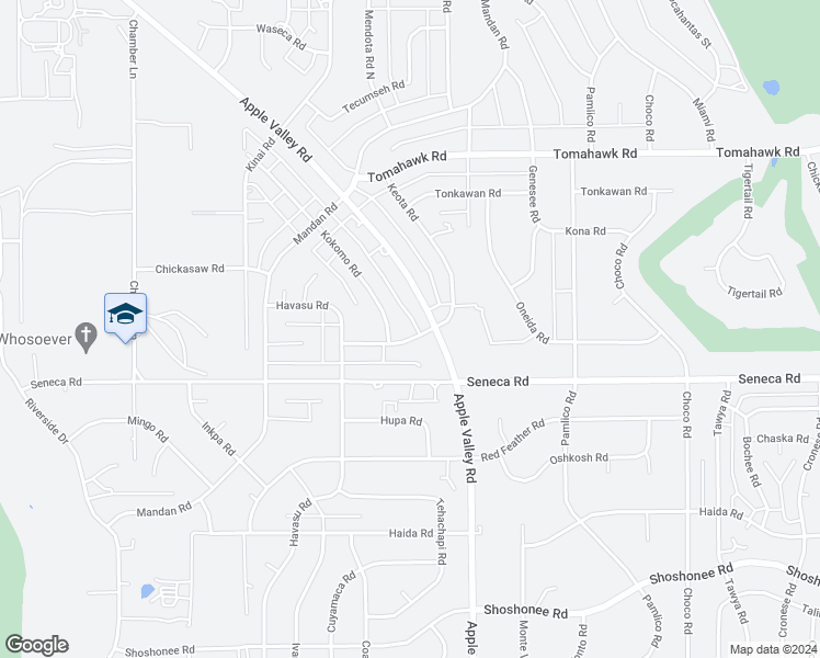 map of restaurants, bars, coffee shops, grocery stores, and more near 14580 Keota Road in Apple Valley