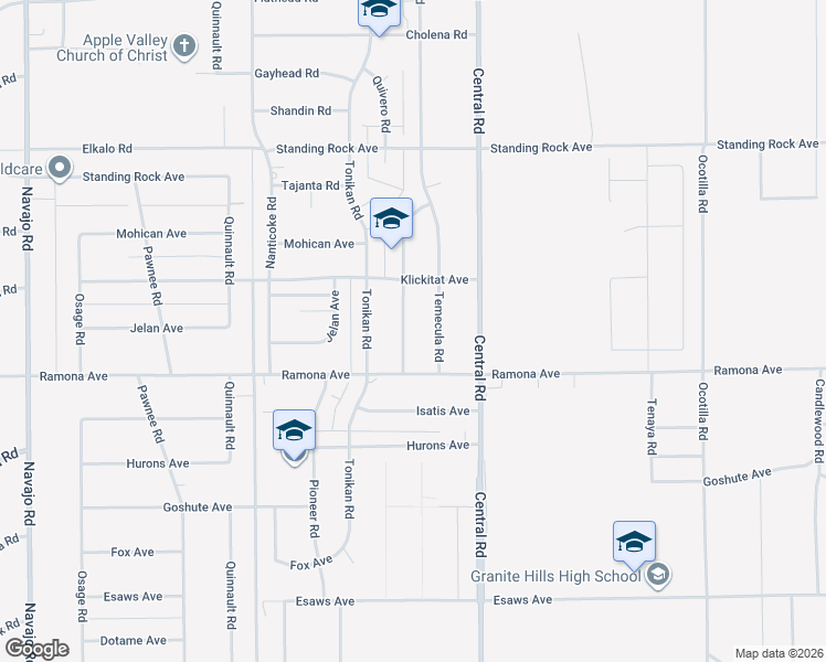 map of restaurants, bars, coffee shops, grocery stores, and more near 14575 Quivero Road in Apple Valley