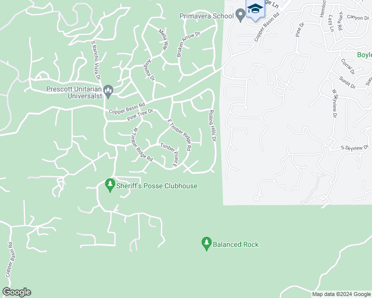 map of restaurants, bars, coffee shops, grocery stores, and more near 1132 E Timber Ridge Rd in Prescott