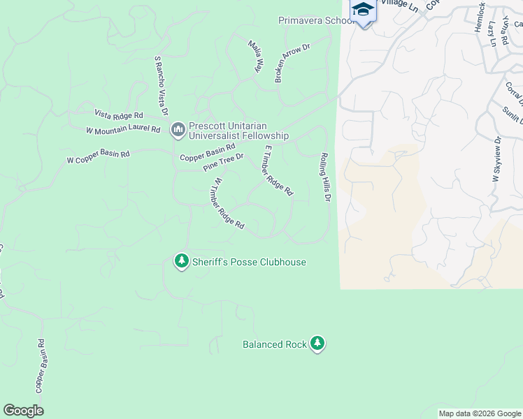 map of restaurants, bars, coffee shops, grocery stores, and more near 1887 Timber Point West in Prescott
