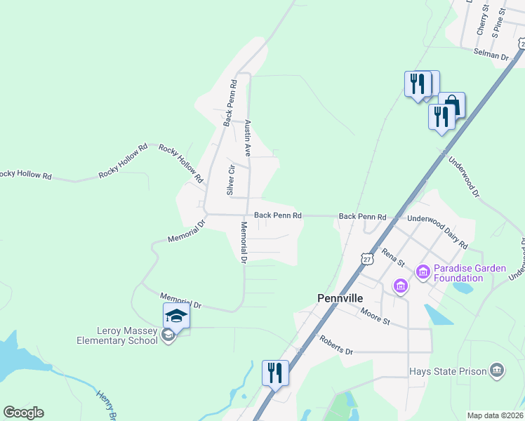 map of restaurants, bars, coffee shops, grocery stores, and more near 449 Back Penn Road in Summerville