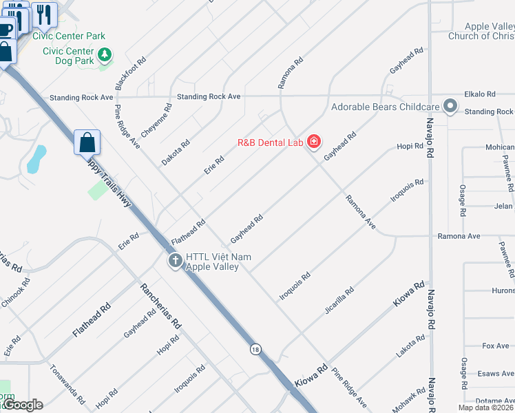 map of restaurants, bars, coffee shops, grocery stores, and more near 14570 Gayhead Road in Apple Valley