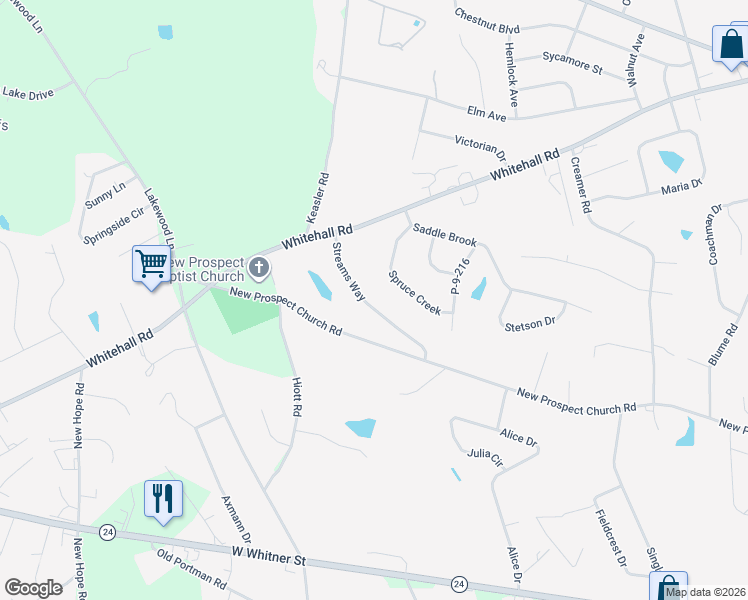 map of restaurants, bars, coffee shops, grocery stores, and more near 221 Streams Way in Anderson
