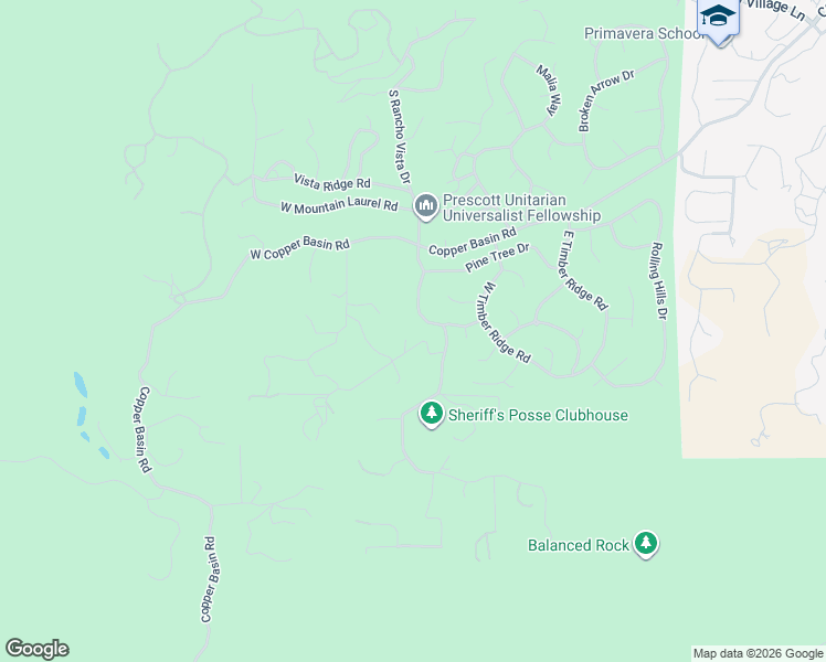 map of restaurants, bars, coffee shops, grocery stores, and more near 1024 Sheriffs Posse Trail in Prescott