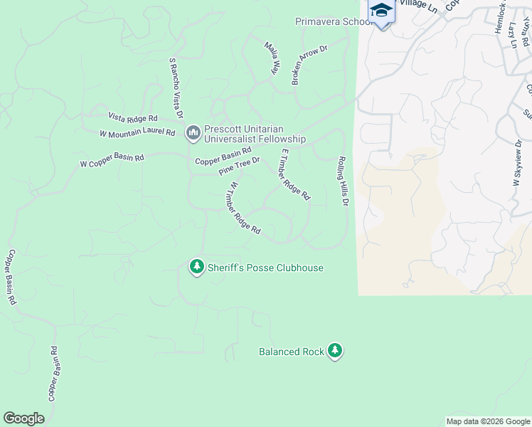 map of restaurants, bars, coffee shops, grocery stores, and more near 1903 Timber Point West in Prescott