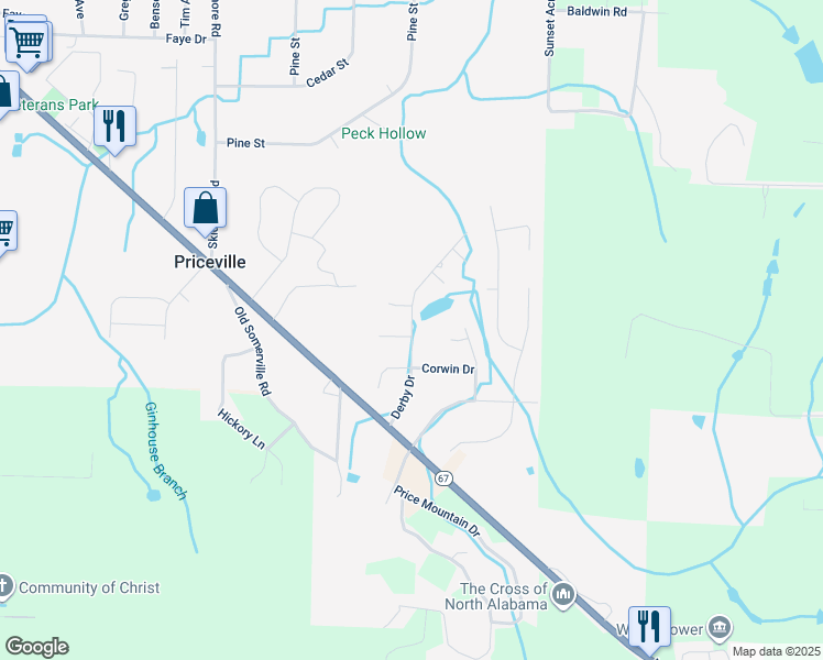 map of restaurants, bars, coffee shops, grocery stores, and more near 131 Derby Drive in Decatur