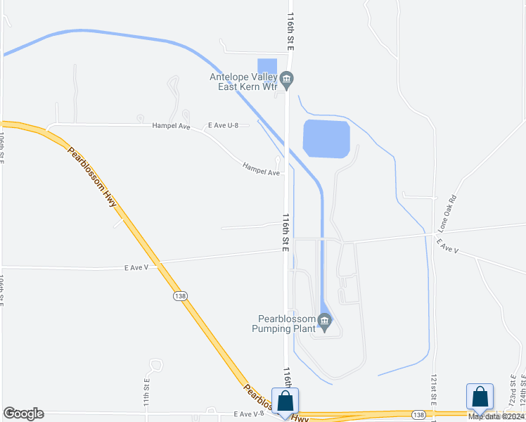 map of restaurants, bars, coffee shops, grocery stores, and more near 34867 116th Street East in Pearblossom