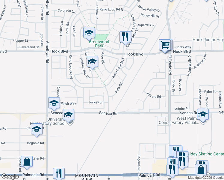 map of restaurants, bars, coffee shops, grocery stores, and more near 14631 Round-Up Court in Victorville