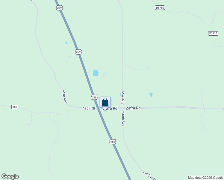 map of restaurants, bars, coffee shops, grocery stores, and more near 69380 Marsh Loop in Smithville