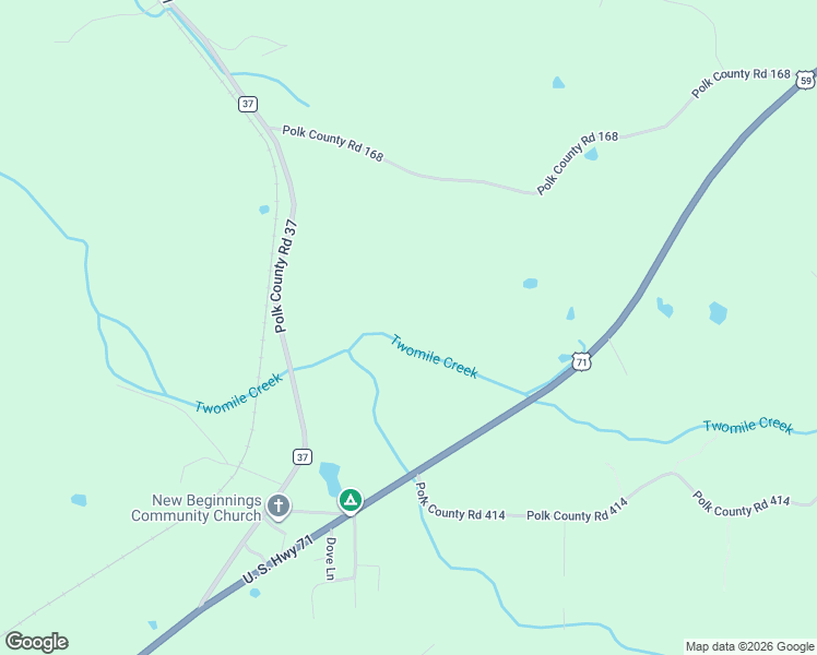 map of restaurants, bars, coffee shops, grocery stores, and more near 202 County Road 37 in Mena