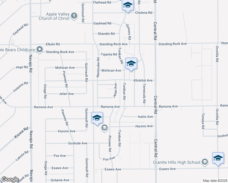 map of restaurants, bars, coffee shops, grocery stores, and more near 14567 Jelan Avenue in Apple Valley