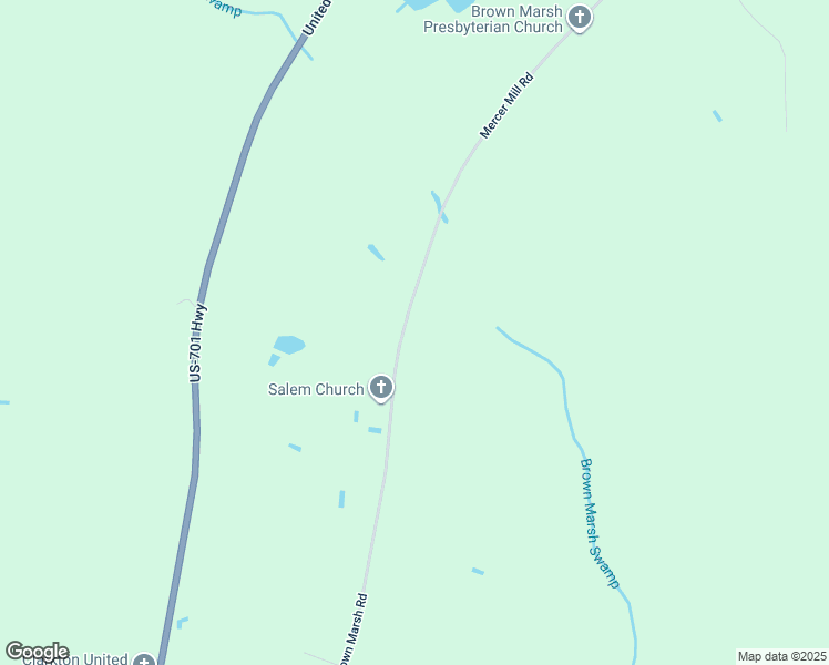 map of restaurants, bars, coffee shops, grocery stores, and more near 9329 Mercer Mill Brown Marsh Road in Clarkton