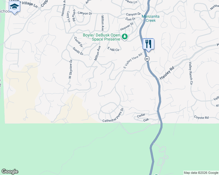 map of restaurants, bars, coffee shops, grocery stores, and more near 1408 East Valley View Road in Prescott