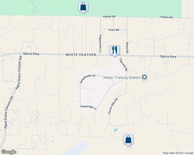 map of restaurants, bars, coffee shops, grocery stores, and more near 9744 Sweetwater Drive in Santa Clarita
