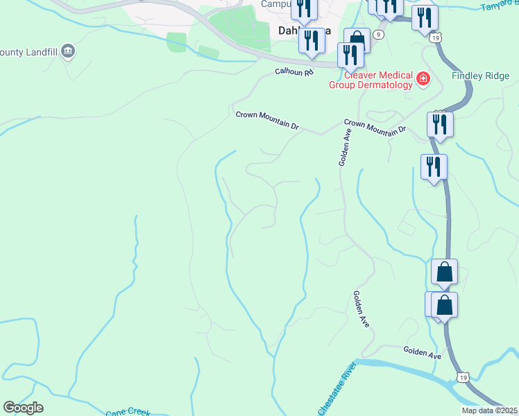 map of restaurants, bars, coffee shops, grocery stores, and more near 49 Old Stamp Mill Road in Dahlonega