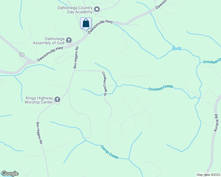 map of restaurants, bars, coffee shops, grocery stores, and more near 389 Crooked Creek Drive in Dahlonega