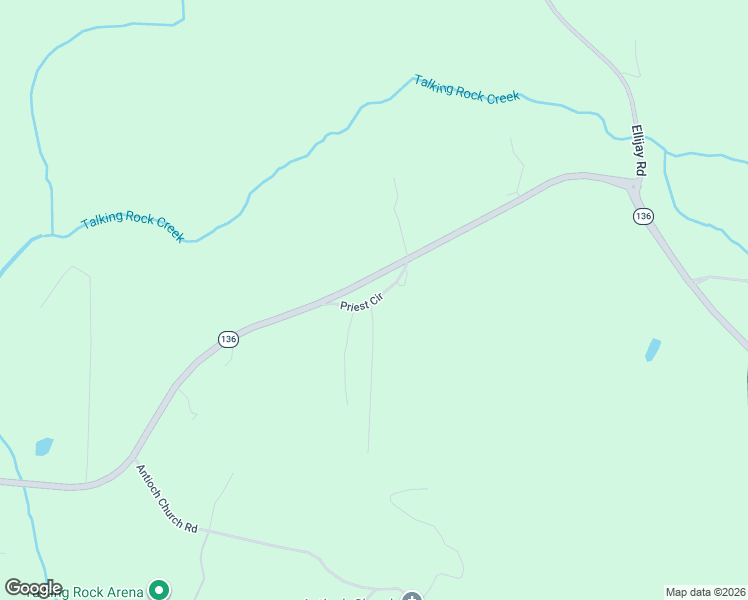 map of restaurants, bars, coffee shops, grocery stores, and more near Priest Circle in Pickens County