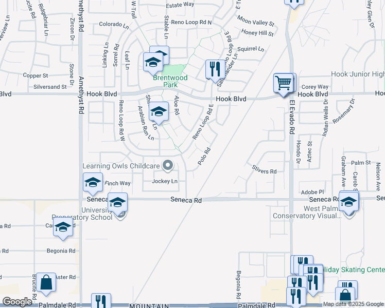 map of restaurants, bars, coffee shops, grocery stores, and more near 14669 Round-Up Court in Victorville