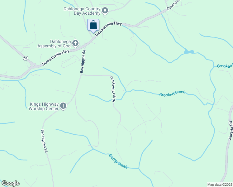 map of restaurants, bars, coffee shops, grocery stores, and more near 389 Crooked Creek Drive in Dahlonega