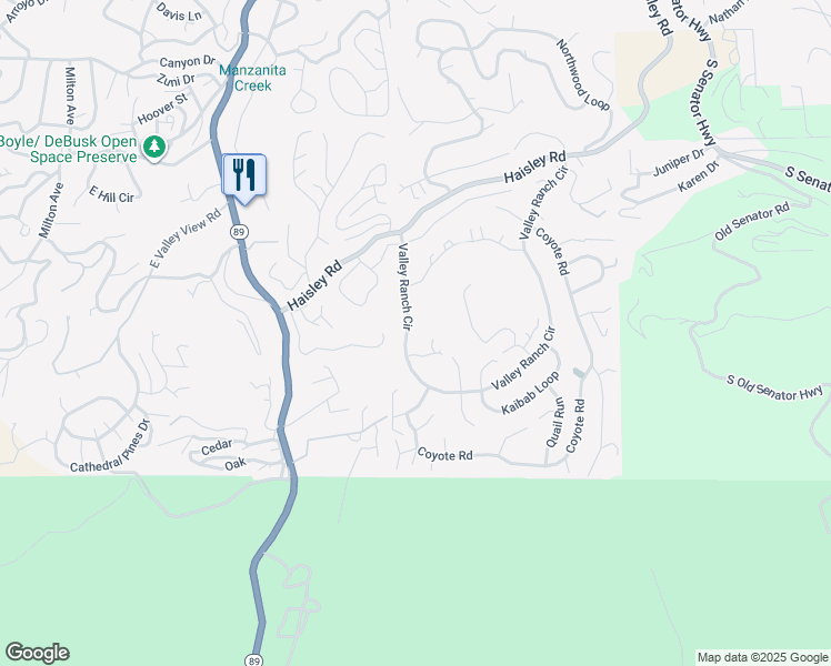 map of restaurants, bars, coffee shops, grocery stores, and more near 1480 Valley Ranch Circle in Prescott