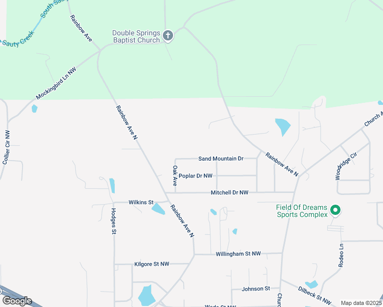 map of restaurants, bars, coffee shops, grocery stores, and more near 225 Sand Mountain Drive in Rainsville
