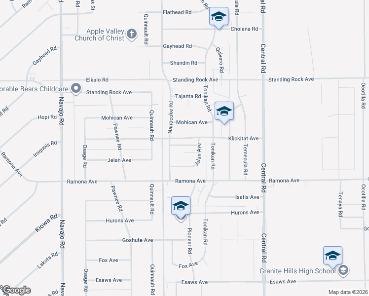 map of restaurants, bars, coffee shops, grocery stores, and more near 22177 Klickitat Avenue in Apple Valley
