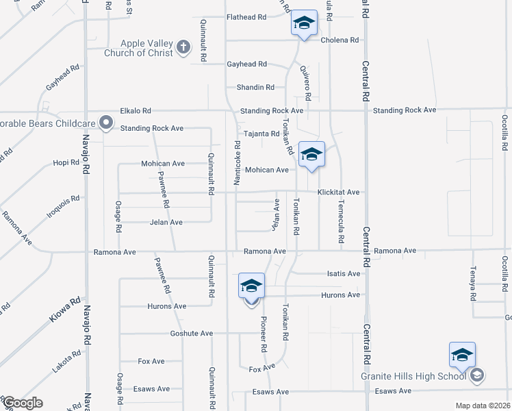 map of restaurants, bars, coffee shops, grocery stores, and more near 22184 Hupa Road in Apple Valley