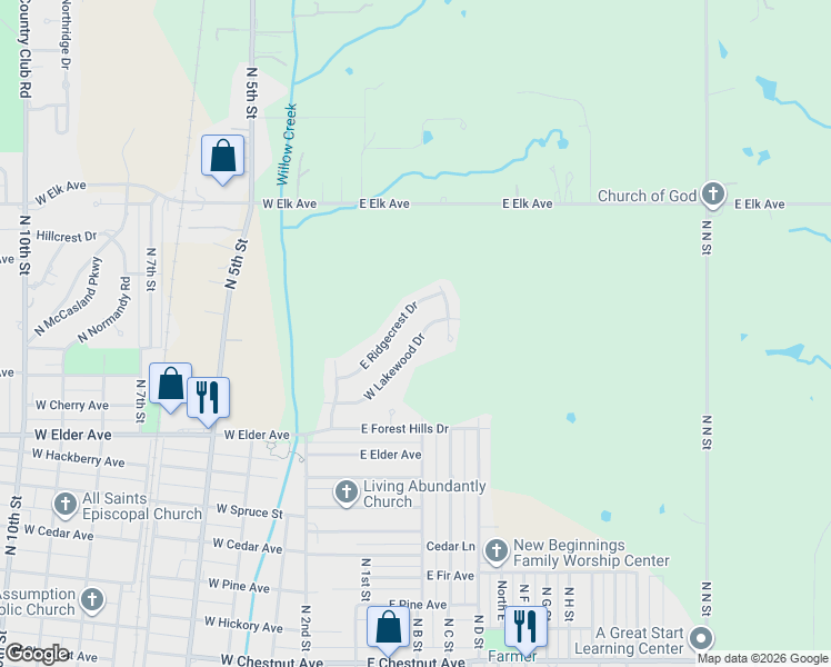 map of restaurants, bars, coffee shops, grocery stores, and more near 309 Lakewood Boulevard in Duncan